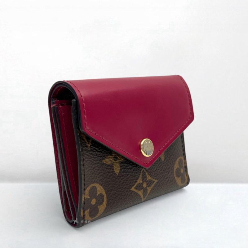 S5245-LV短夾 ZOE原花拼紫紅迷你三折短夾M62932-1