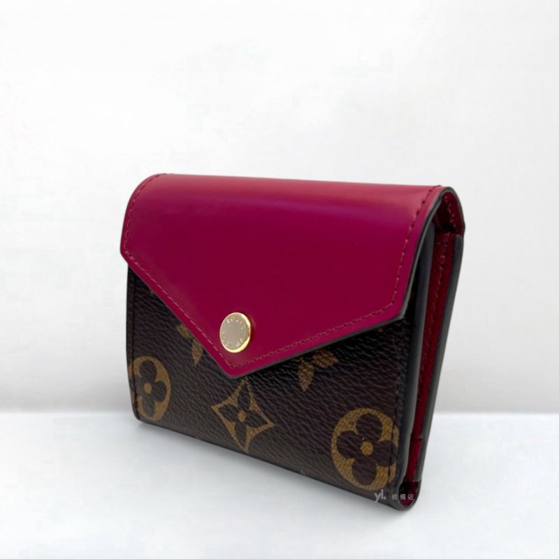 S5245-LV短夾 ZOE原花拼紫紅迷你三折短夾M62932-2