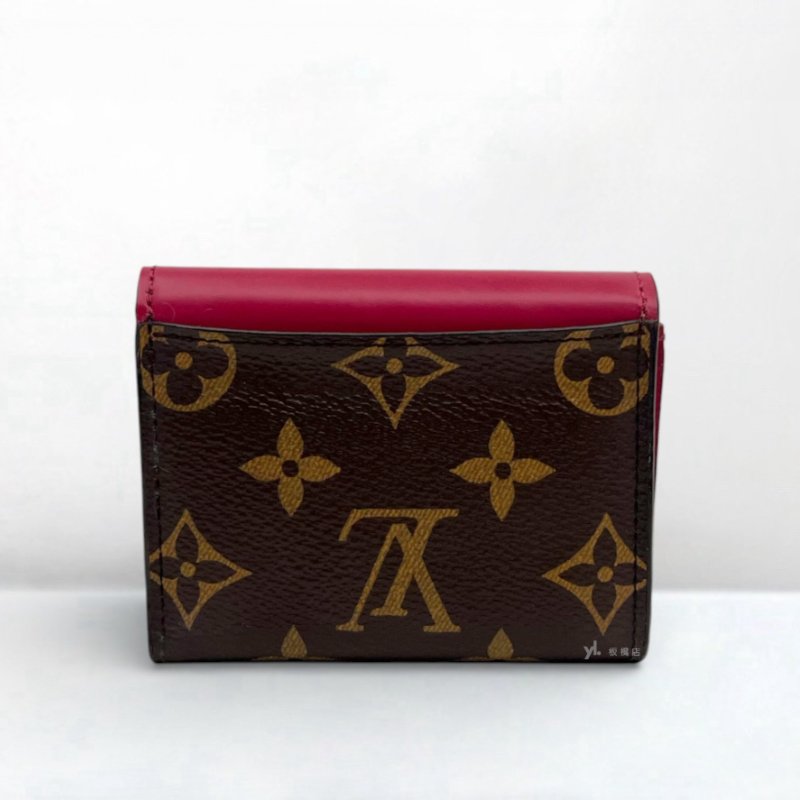 S5245-LV短夾 ZOE原花拼紫紅迷你三折短夾M62932-3