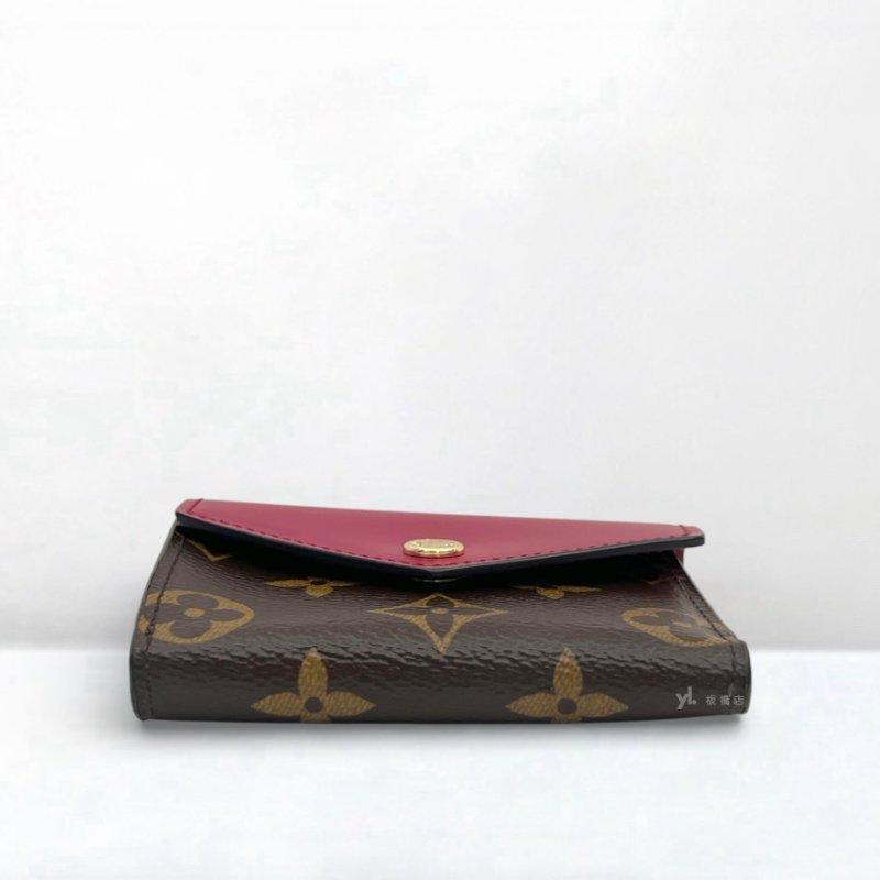 S5245-LV短夾 ZOE原花拼紫紅迷你三折短夾M62932-4