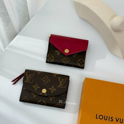 S5245-LV ZOE原花拼紫紅迷你三折短夾M62932