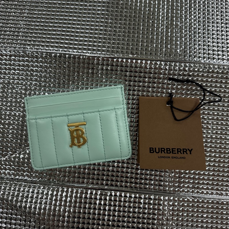 「英國代購」 全新Burberry 博柏利「專櫃親購」Lola TB金字LOGO羔羊皮卡夾(薄荷色)-8