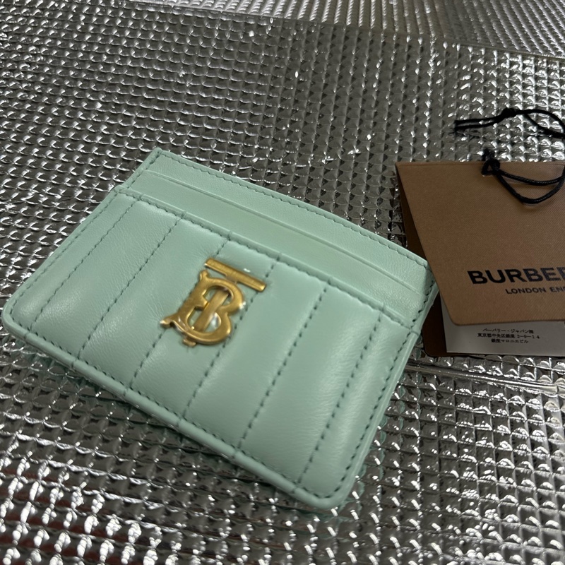 「英國代購」 全新Burberry 博柏利「專櫃親購」Lola TB金字LOGO羔羊皮卡夾(薄荷色)-12
