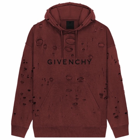 Givenchy 男士 破洞抽繩連帽衫L XL碼模特身高185.9 CM，穿著尺碼為 M