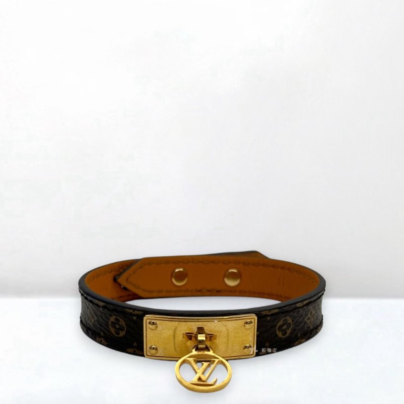 S5253-LV手環 金色LOGO原花皮革手環-0
