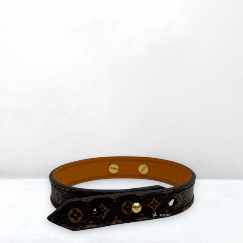S5253-LV手環 金色LOGO原花皮革手環-1