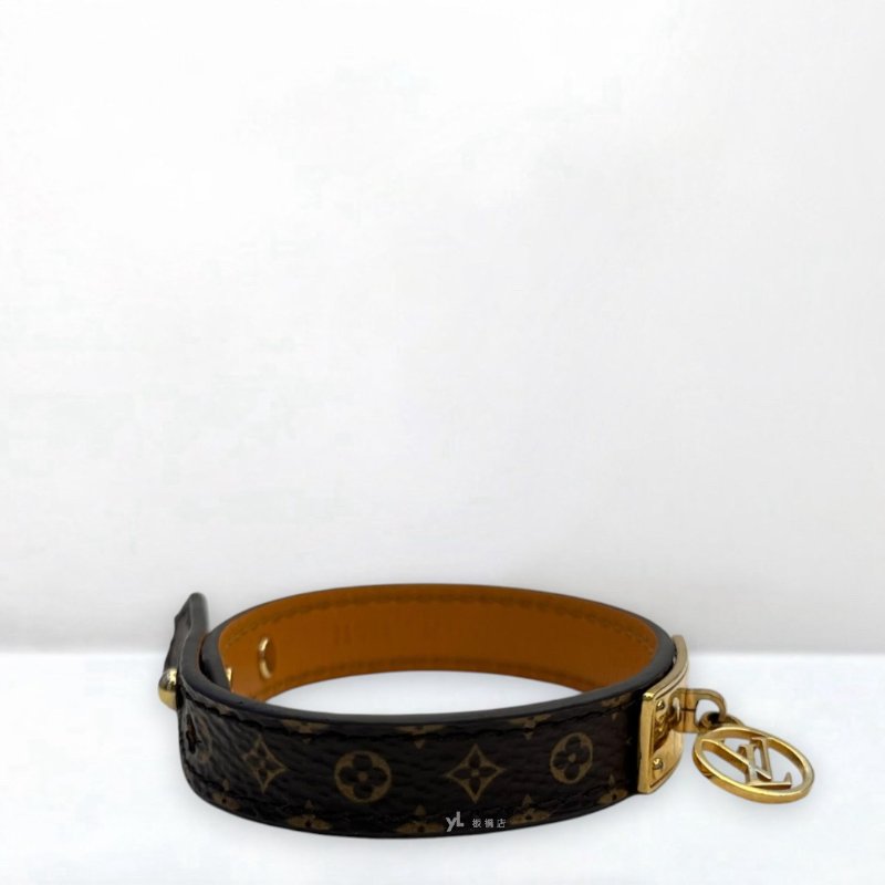 S5253-LV手環 金色LOGO原花皮革手環-2