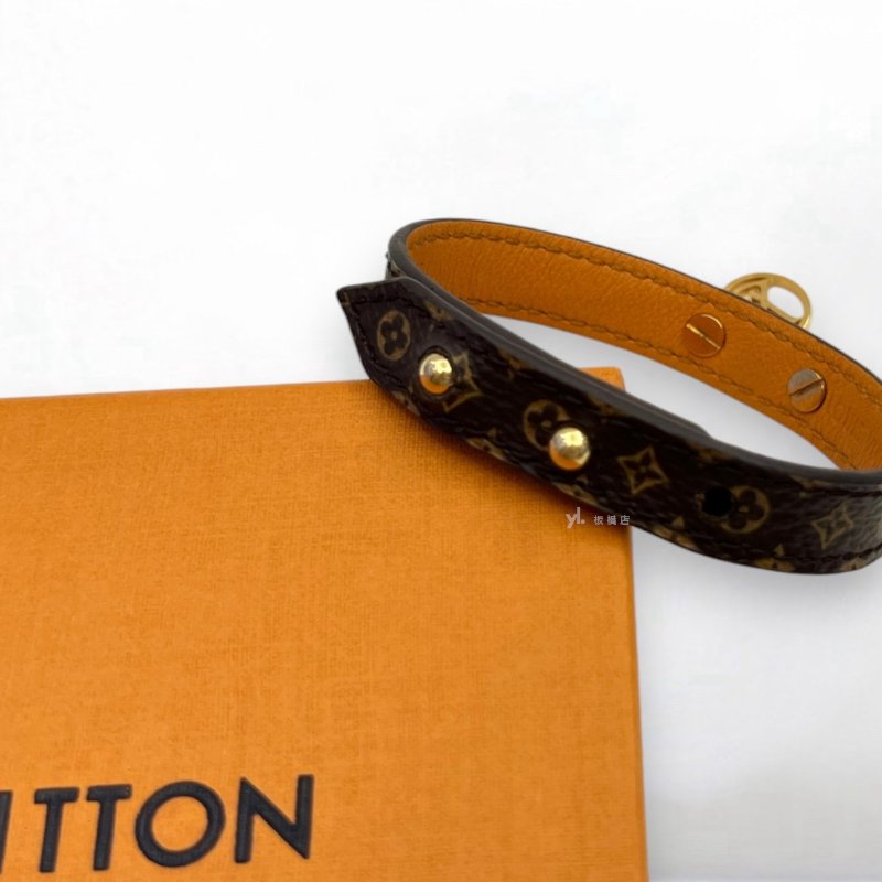 S5253-LV手環 金色LOGO原花皮革手環-4