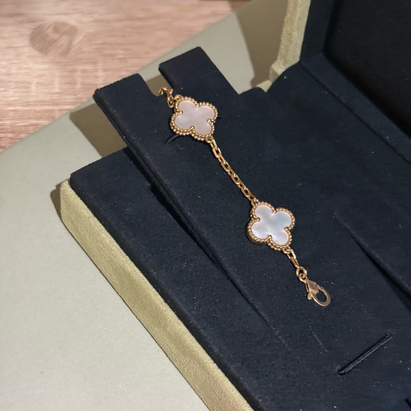 （🈶購證全配）VCA五花白貝母手鍊-3