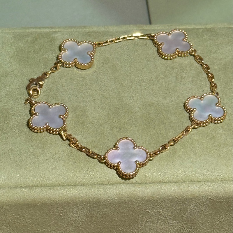 （🈶購證全配）VCA五花白貝母手鍊-7