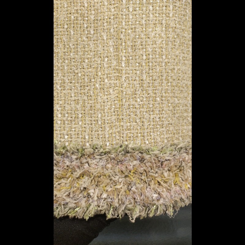 Chanel 駝色毛呢嫩綠毛毛邊短版外套-12