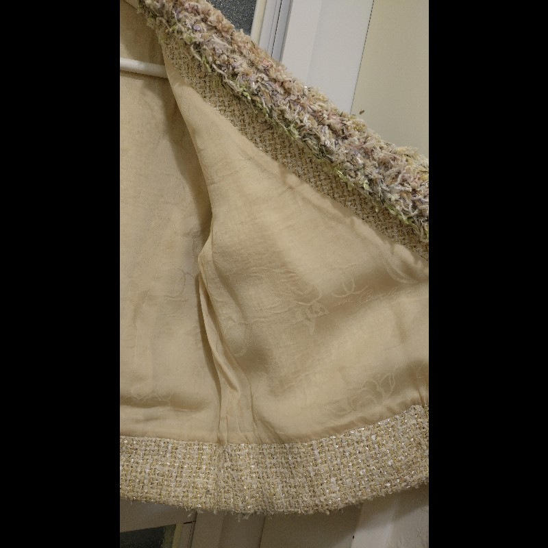 Chanel 駝色毛呢嫩綠毛毛邊短版外套-27