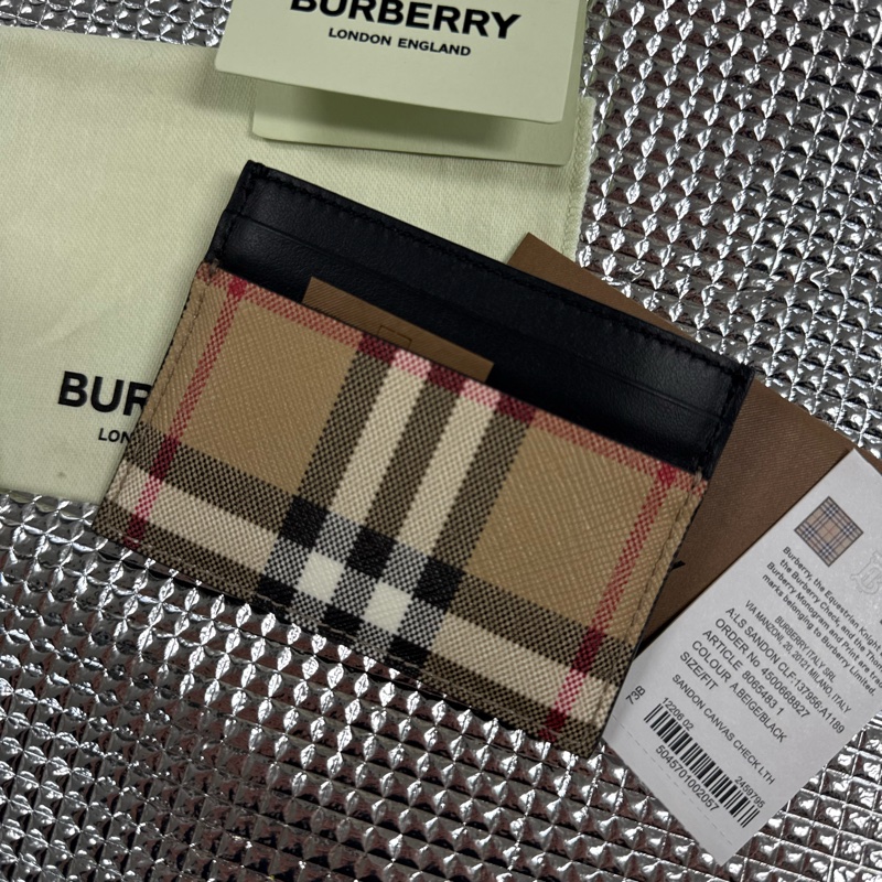 「英國代購」 全新Burberry 博柏利「專櫃親購」經典格紋黑色卡夾-8