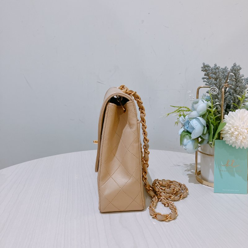 TK1931 香奈兒 淺褐色 復古 翻蓋手袋 Vintage Flap Bag Small Lambskin-3