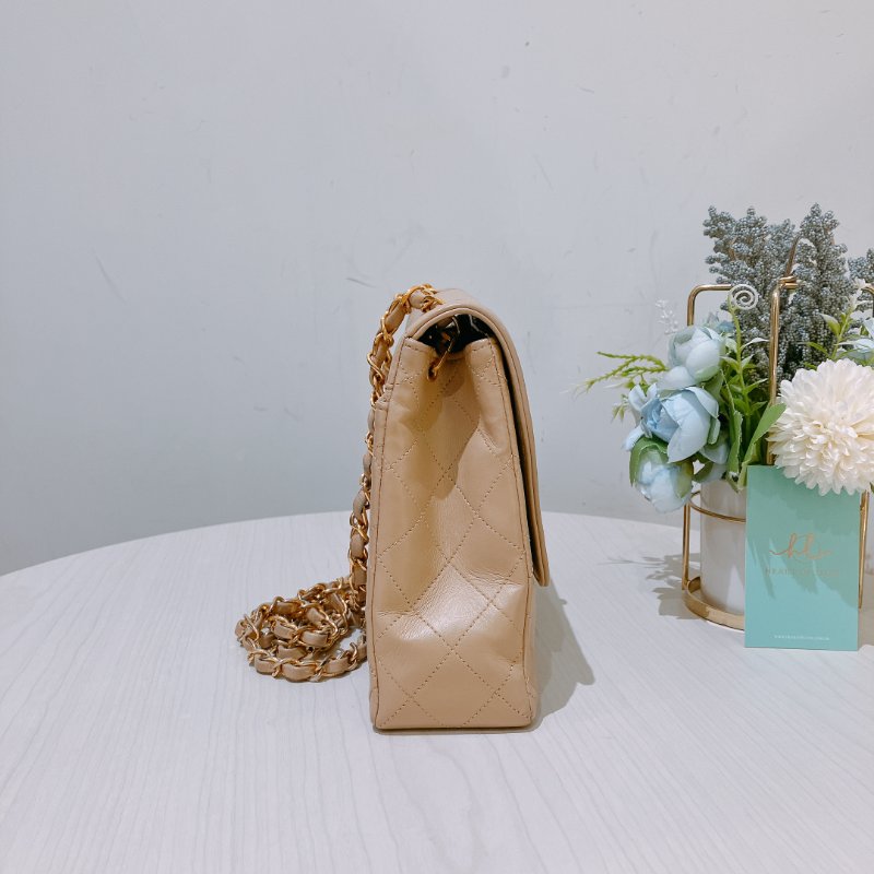 TK1931 香奈兒 淺褐色 復古 翻蓋手袋 Vintage Flap Bag Small Lambskin-4