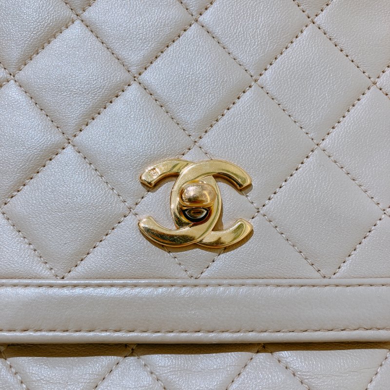 TK1931 香奈兒 淺褐色 復古 翻蓋手袋 Vintage Flap Bag Small Lambskin-10