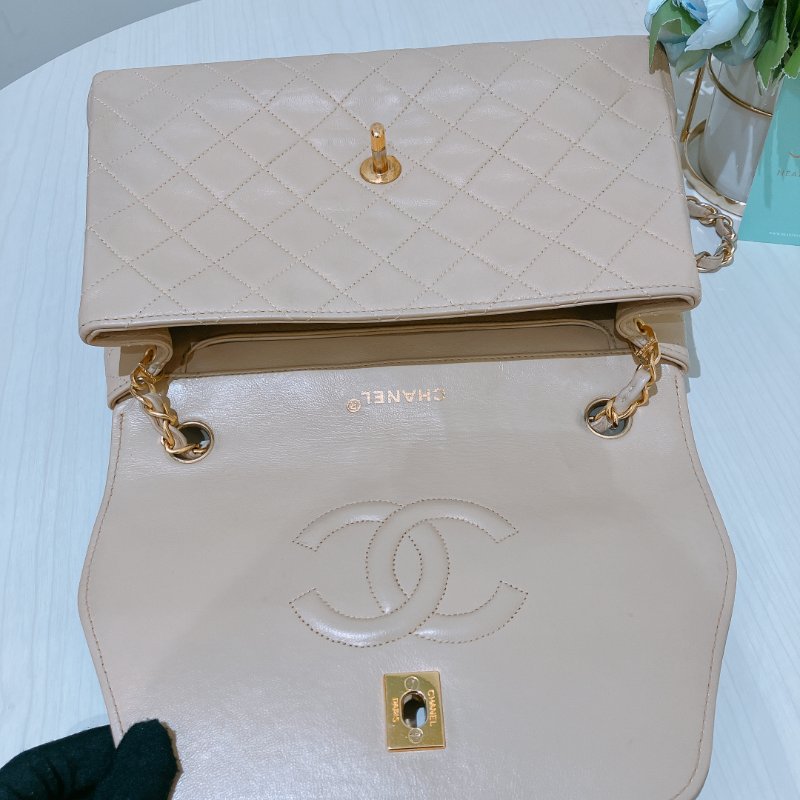 TK1931 香奈兒 淺褐色 復古 翻蓋手袋 Vintage Flap Bag Small Lambskin-16