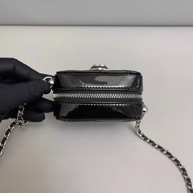 Chanel香奈兒 黑銀漆皮寶石方糖鏈條包 芯片-4