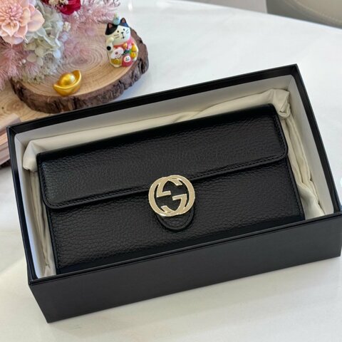 *SHIHNA名牌精品* GUCCI 12卡 牛皮扣式信封長夾