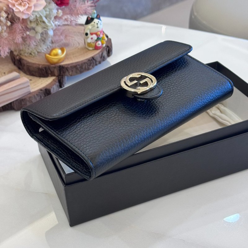 *SHIHNA名牌精品* GUCCI 12卡 牛皮扣式信封長夾-2