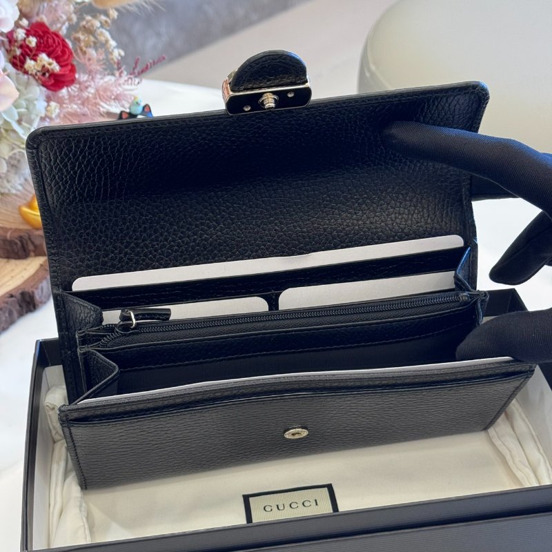 *SHIHNA名牌精品* GUCCI 12卡 牛皮扣式信封長夾-3