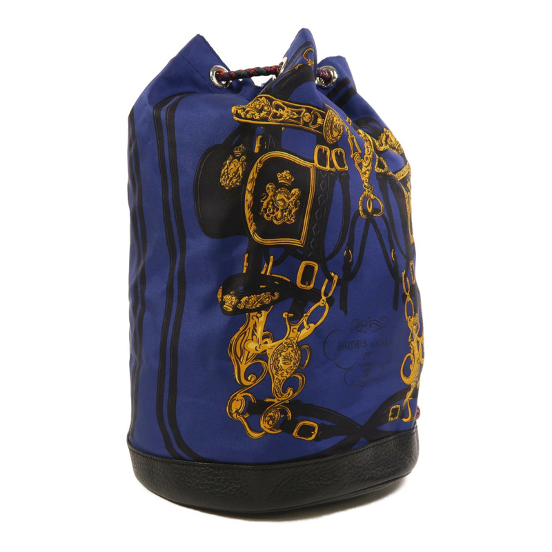 HERMES Togo皮革/絲質Soie Cool Backpack銀扣背包-2