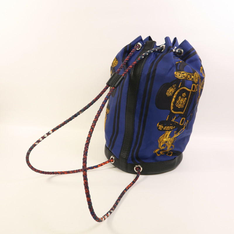 HERMES Togo皮革/絲質Soie Cool Backpack銀扣背包-7