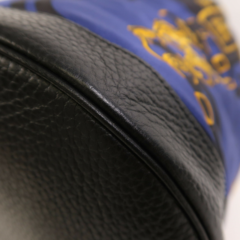 HERMES Togo皮革/絲質Soie Cool Backpack銀扣背包-8