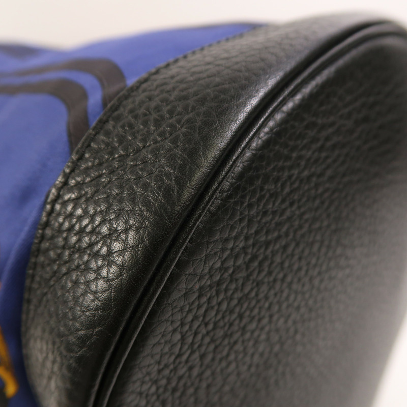 HERMES Togo皮革/絲質Soie Cool Backpack銀扣背包-9