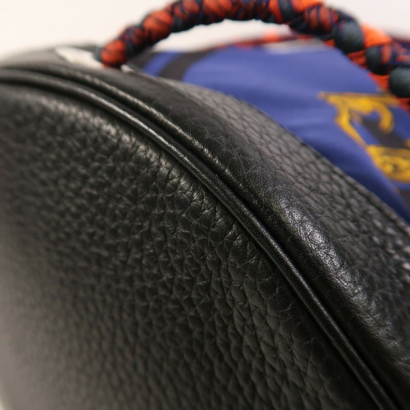 HERMES Togo皮革/絲質Soie Cool Backpack銀扣背包-10