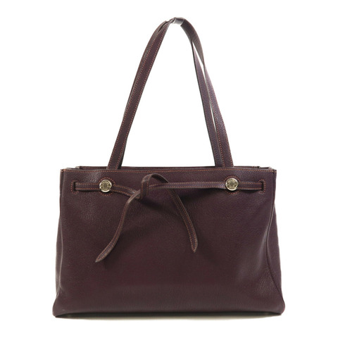 HERMES Chevre皮革Cabana 35銀扣肩背袋Raisin