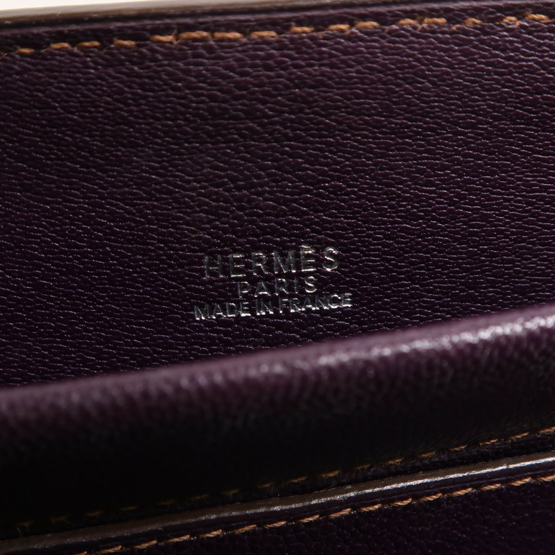 HERMES Chevre皮革Cabana 35銀扣肩背袋Raisin-5