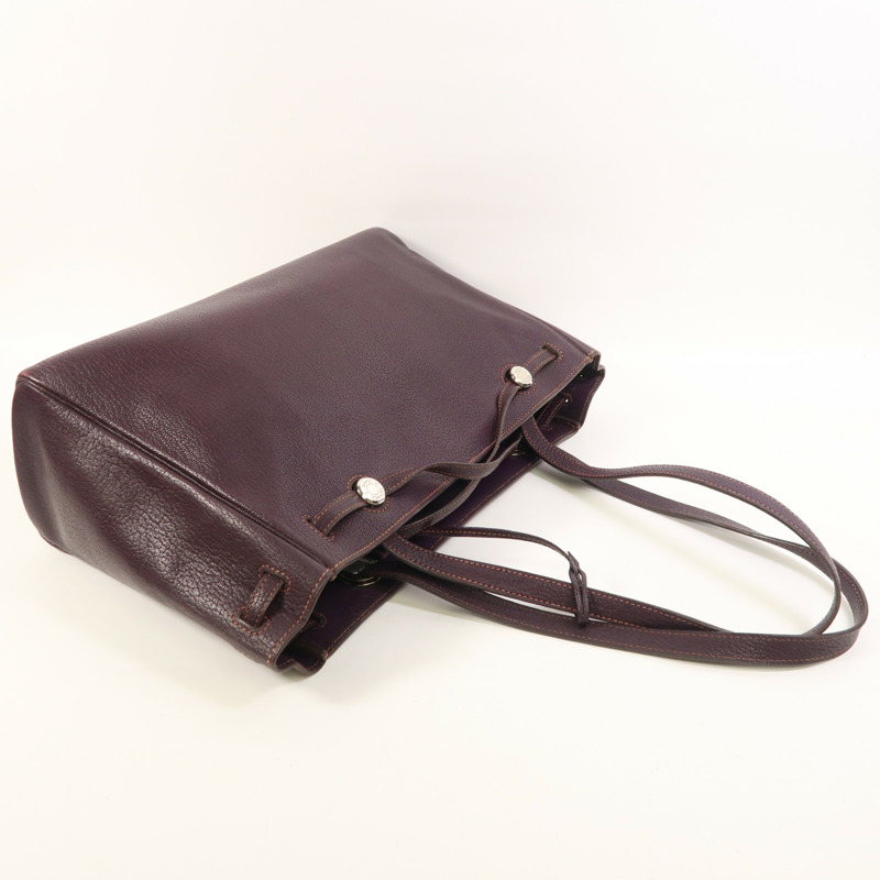 HERMES Chevre皮革Cabana 35銀扣肩背袋Raisin-7