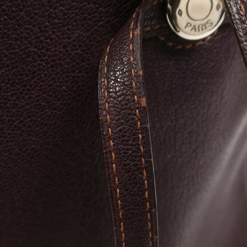 HERMES Chevre皮革Cabana 35銀扣肩背袋Raisin-15
