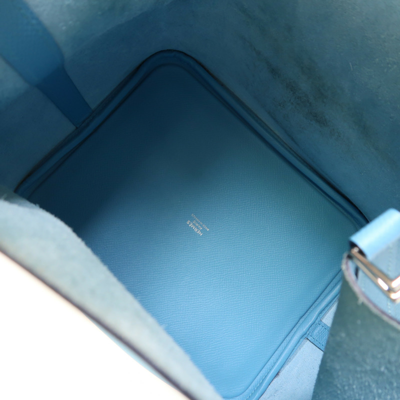 HERMES Epsom皮革Picotin MM銀扣手挽袋Bleu Du Nord-4