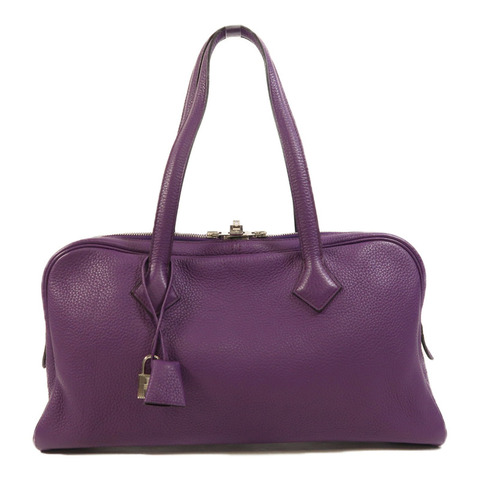 HERMES Clemence皮革Victoria Elan 38銀扣肩背袋Anemone