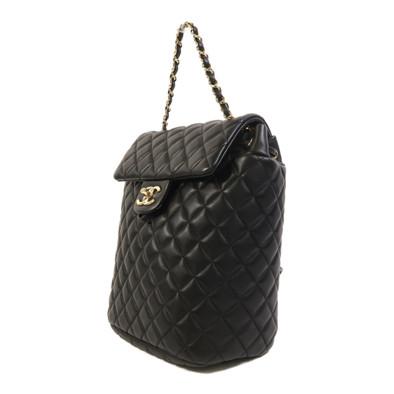 CHANEL 羊皮皮革Backpack金扣背包-2