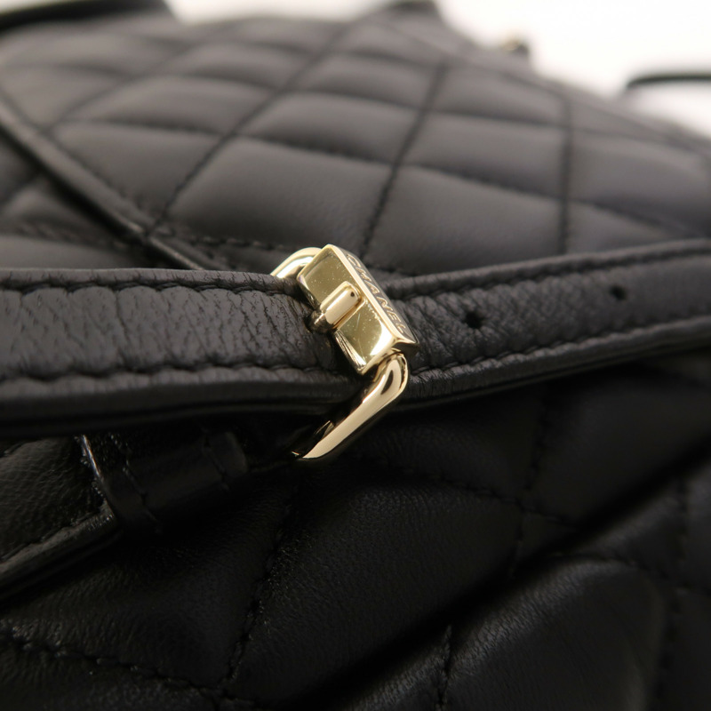 CHANEL 羊皮皮革Backpack金扣背包-15