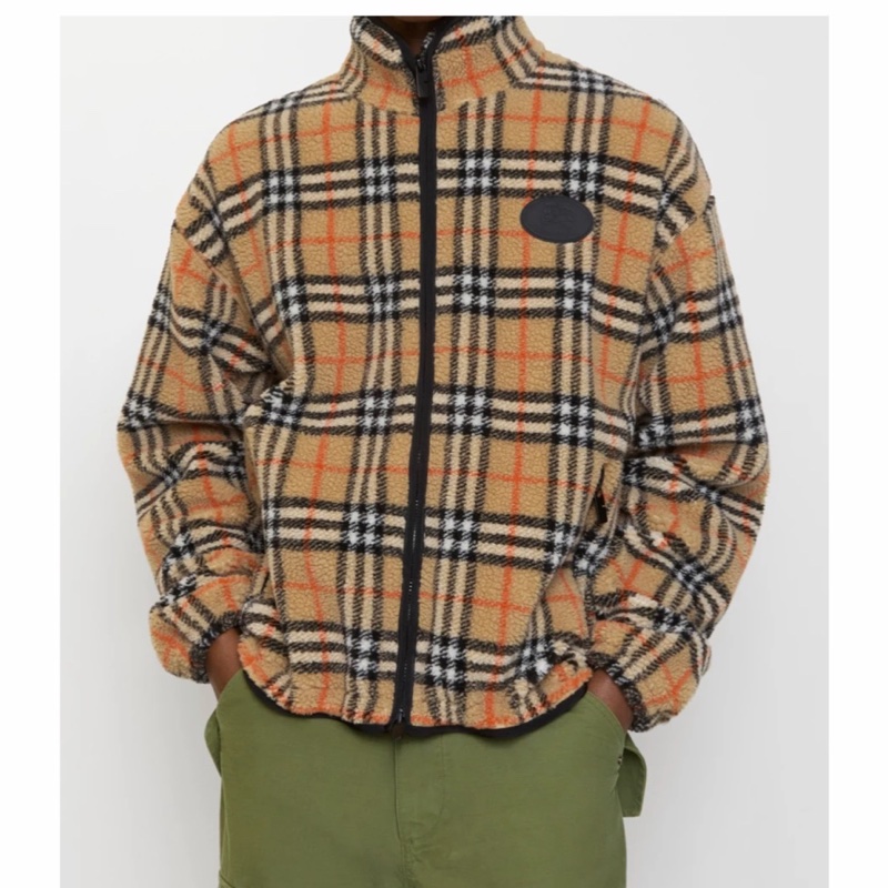 Burberry 男士 格紋羊毛羊絨混紡抓絨衛衣S M L XL碼-1