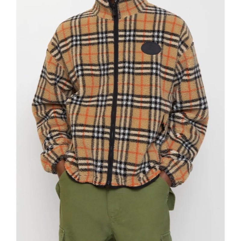 Burberry 男士 格紋羊毛羊絨混紡抓絨衛衣S M L XL碼-4