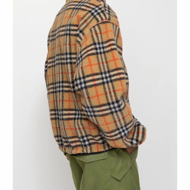 Burberry 男士 格紋羊毛羊絨混紡抓絨衛衣S M L XL碼-5