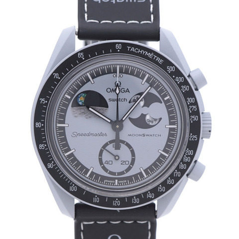 全新歐米茄 x Swatch 超霸系列地球任務月相石英腕錶 SO33M700，尼龍錶帶和生物陶瓷錶殼，灰色，1405