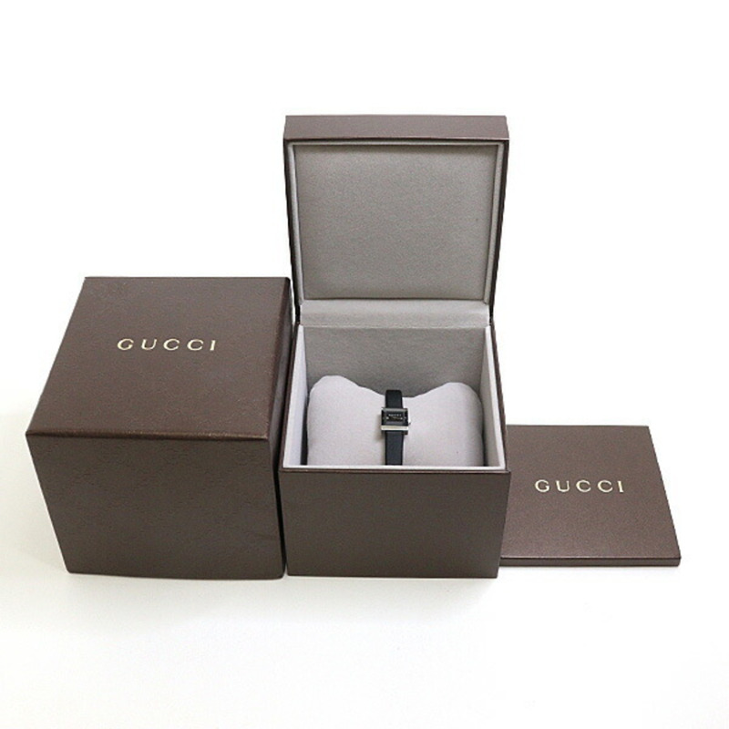 Gucci GUCCI 女士腕錶 G Frame 128.5 黑色錶盤 3P 鑽石 不鏽鋼石英錶-1