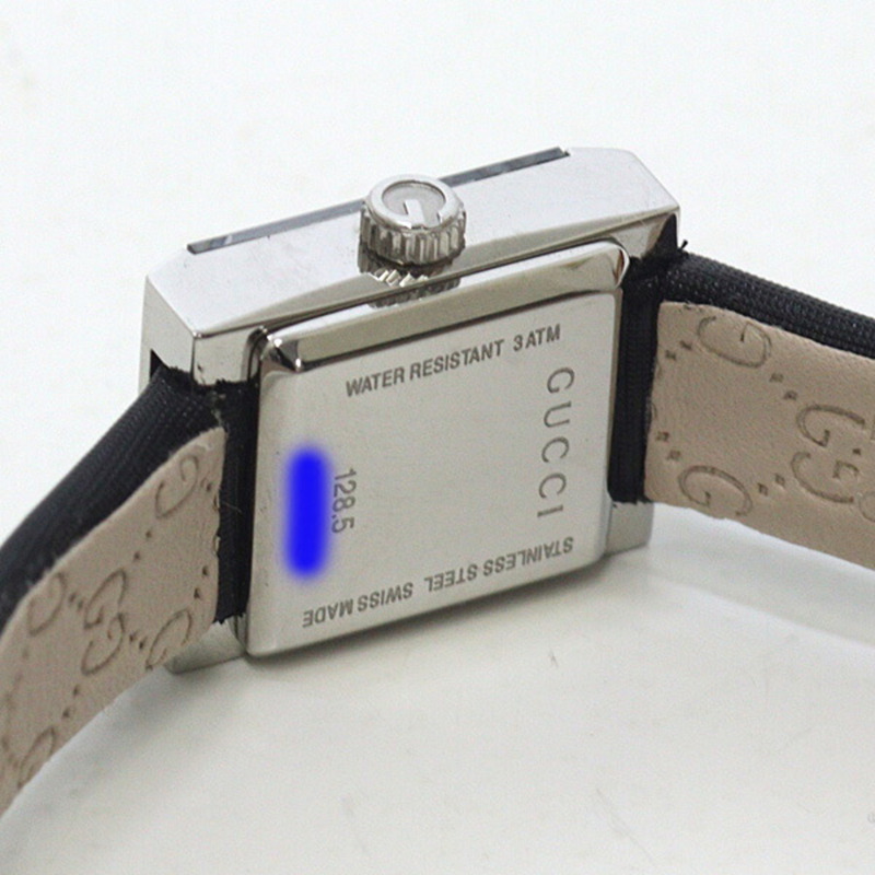 Gucci GUCCI 女士腕錶 G Frame 128.5 黑色錶盤 3P 鑽石 不鏽鋼石英錶-4
