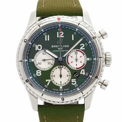 百年靈飛行員8型AB0119綠色錶盤男士腕錶