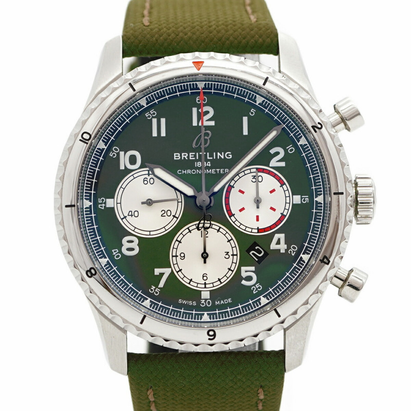 百年靈飛行員8型AB0119綠色錶盤男士腕錶-0