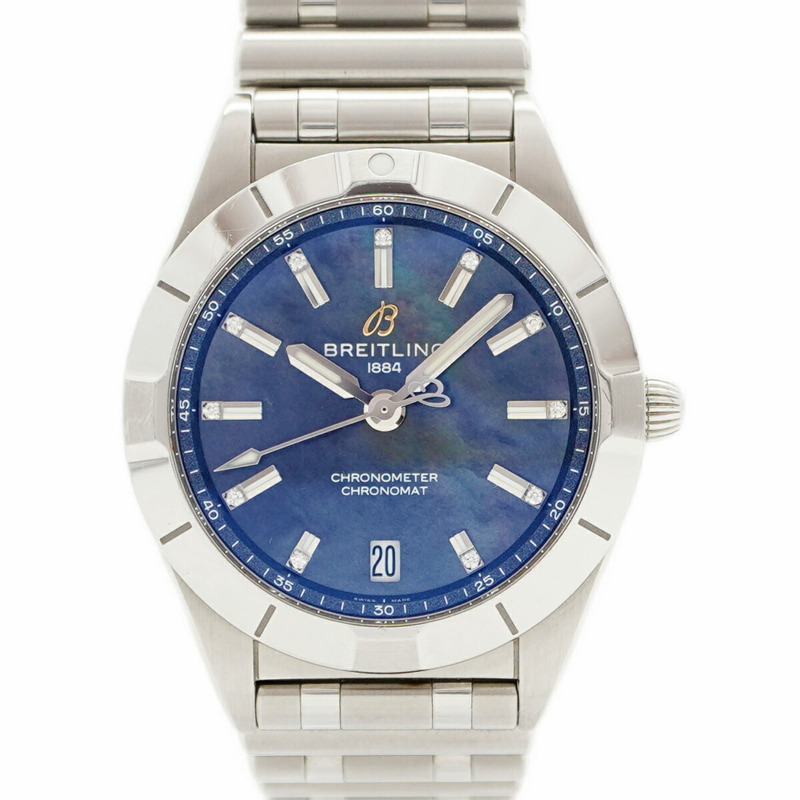 百年靈 Chronomat A77310 海軍藍錶盤女錶-0