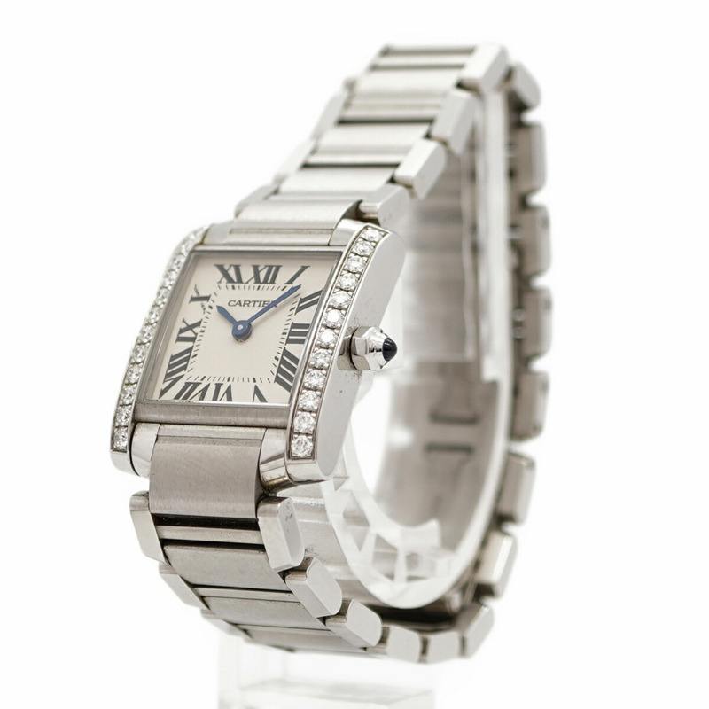 卡地亞 Tank Française 小鑽 W4TA0008 象牙色錶盤女士腕錶-1