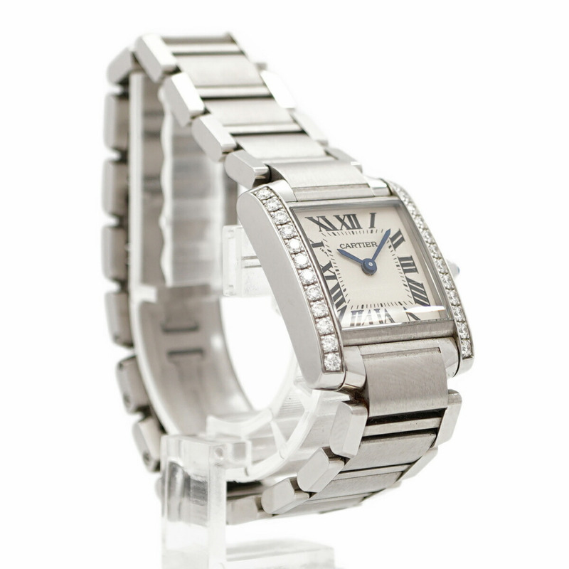 卡地亞 Tank Française 小鑽 W4TA0008 象牙色錶盤女士腕錶-2