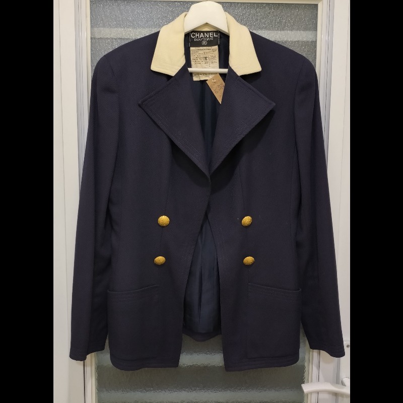 Chanel 白領深藍長版外套-0